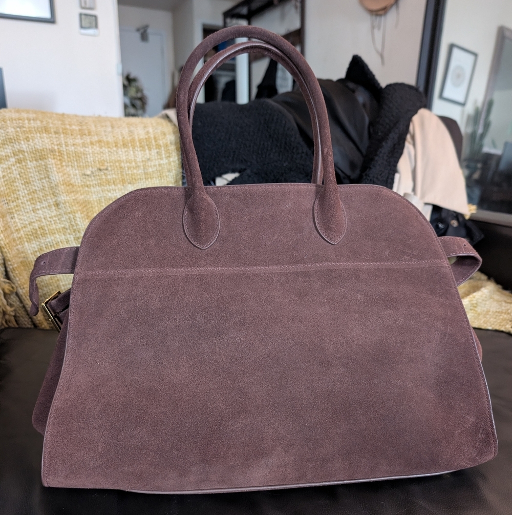 Elegant Brown Suede Row Margeux STYLE Women's Bag